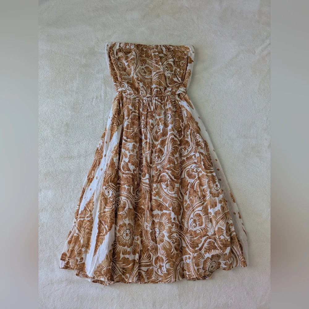 Dianne Von Furstenburg strapless Ikat Watercolor Gauzy knee dress - Picture 1 of 5